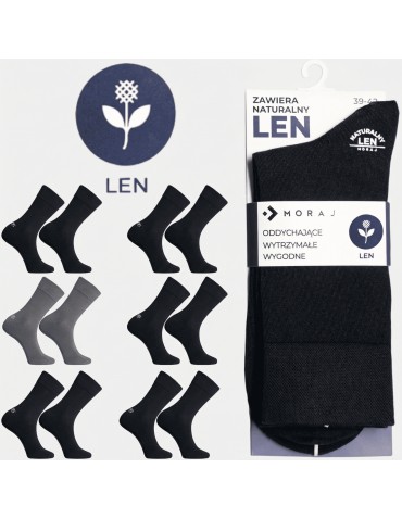 Skarpety męskie garniturowe z naturalnym lnem długie 6-pak