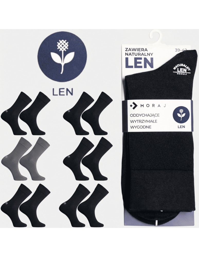 Skarpety męskie garniturowe z naturalnym lnem długie 6-pak WIELOKOLOROWY