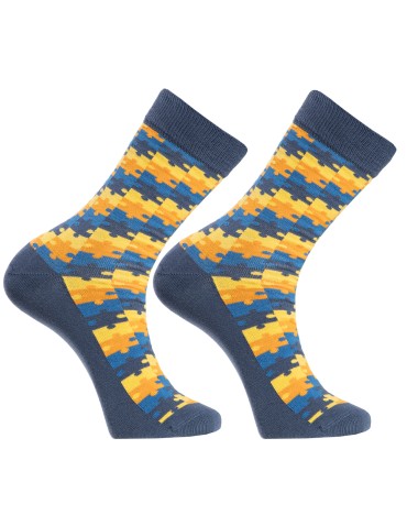 Skarpety męskie casual bawełniane długie z motywem puzzli 4-pak - produkt 2