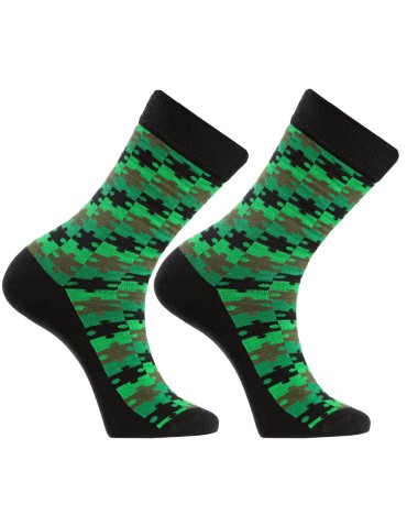 Skarpetki długie - Skarpety męskie casual bawełniane długie z motywem puzzli 4-pak WIELOKOLOROWY - produkt 3