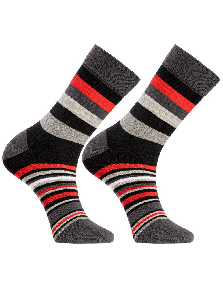 Skarpetki długie - Skarpetki męskie bawełniane casual w kolorowe paski 6-pak WIELOKOLOROWY - produkt moraj.pl 5