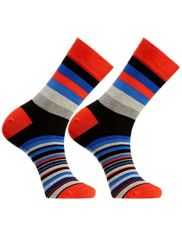 Skarpetki długie - Skarpetki męskie bawełniane casual w kolorowe paski 6-pak WIELOKOLOROWY - produkt 6
