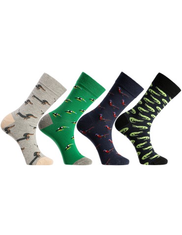 Skarpetki męskie casual z motywem zwierzęcym bawełniane 4-pak
