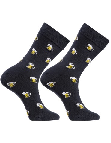 Skarpetki długie - Skarpety męskie bawełniane długie wzór kufel piwa 3-pak WIELOKOLOROWY - produkt 4