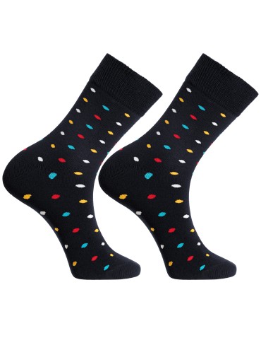 Skarpetki długie - Skarpetki męskie bawełniane casual w kolorowe wzory 3-pak WIELOKOLOROWY - produkt 3