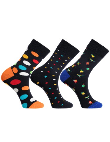 Skarpetki męskie bawełniane casual w kolorowe wzory 3-pak
