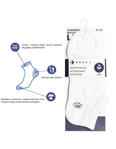 Skarpetki damskie stopki krótkie z lnem klasyczne gładkie 6-pak - WIELOKOLOROWY  - produkt 2