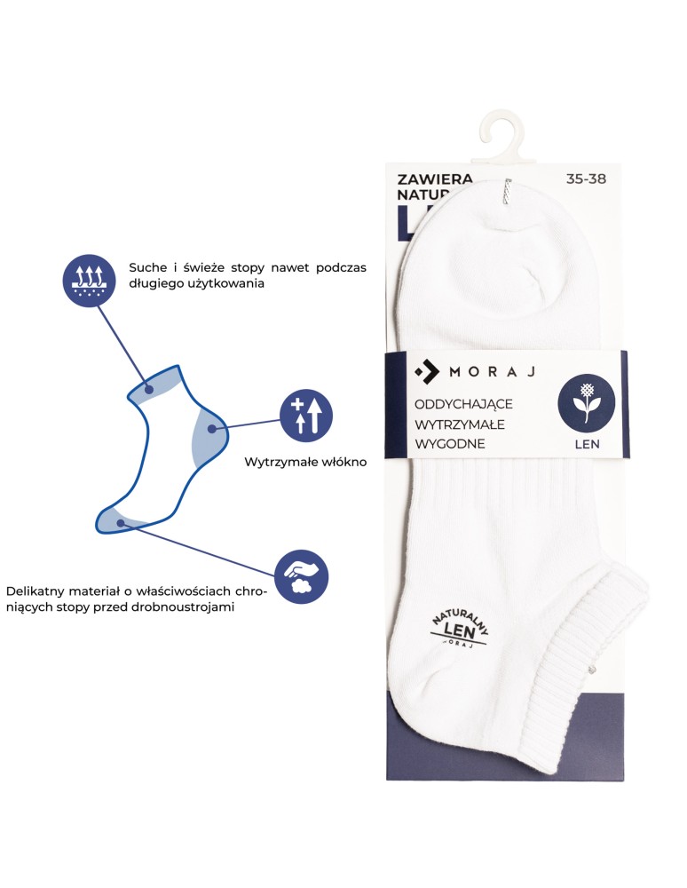 Stopki klasyczne - Skarpetki damskie stopki krótkie z lnem klasyczne gładkie 6-pak WIELOKOLOROWY  - produkt moraj.pl 2