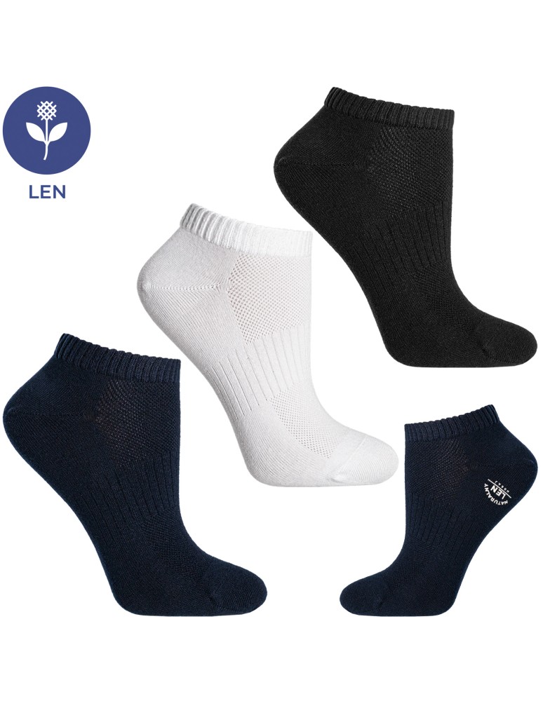 Stopki klasyczne - Skarpetki damskie stopki krótkie z lnem klasyczne gładkie 6-pak WIELOKOLOROWY  - produkt moraj.pl 3