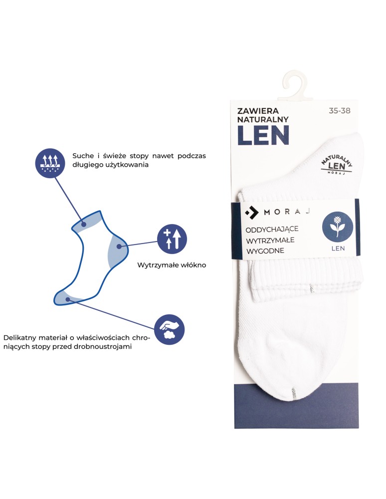 Skarpetki za kostkę - Skarpetki damskie bawełniane z naturalnym lnem klasyczne 6-pak WIELOKOLOROWY - produkt moraj.pl 2