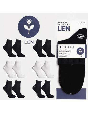 Skarpetki damskie bawełniane z naturalnym lnem klasyczne 6-pak