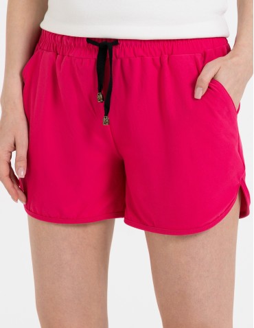 Szorty damskie letnie - Damskie szorty na gumce z wiązaniem FUKSJA - produkt 2