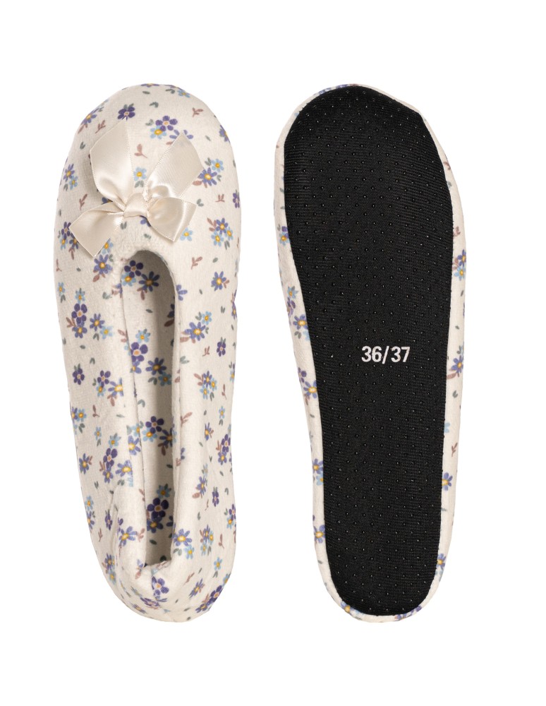 Kapcie domowe - Kapcie damskie domowe zdobione kokardką z antypoślizgową podeszwą BIAŁY  - produkt moraj.pl 2