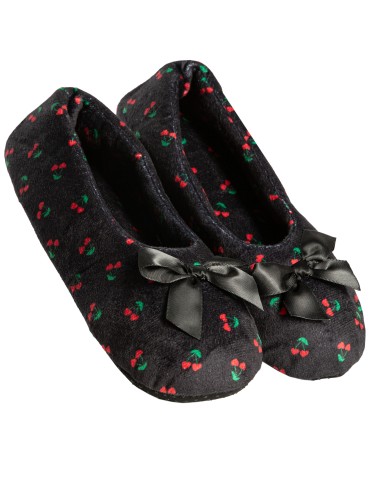 Kapcie domowe - Kapcie damskie domowe zdobione kokardką z antypoślizgową podeszwą CZARNY - produkt 1