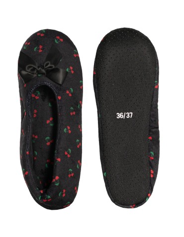 Kapcie domowe - Kapcie damskie domowe zdobione kokardką z antypoślizgową podeszwą CZARNY - produkt 2
