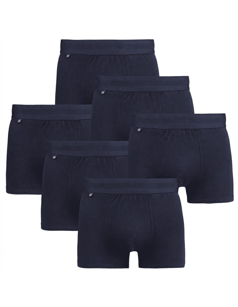 Bokserki męskie bawełniane dopasowane gładkie 6-pak GRANATOWY