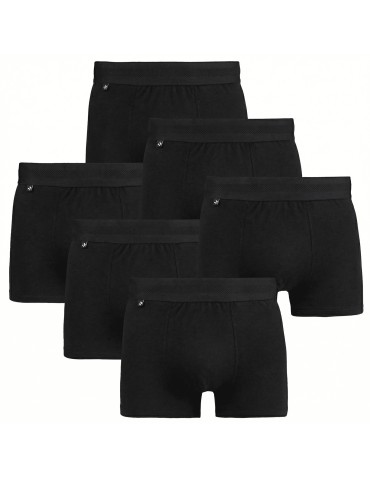 Bokserki dopasowane - Bokserki męskie bawełniane dopasowane gładkie 6-pak CZARNY - produkt 1