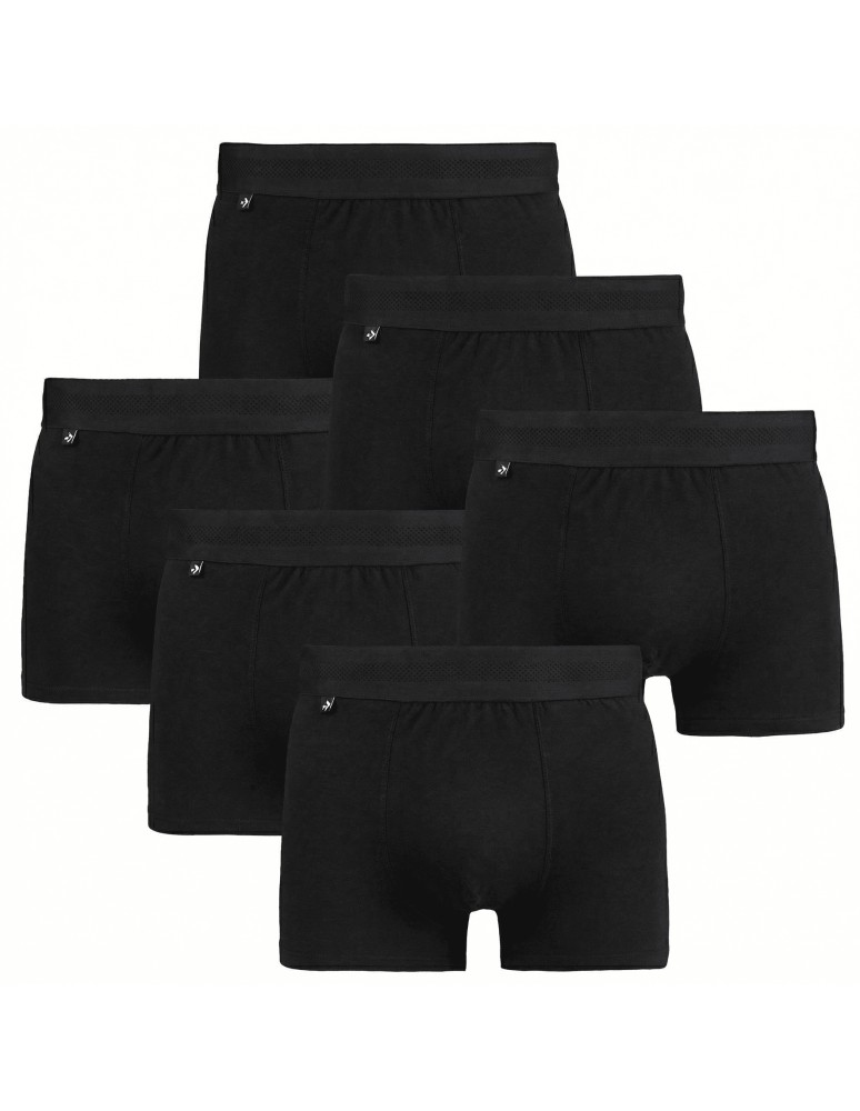 Bokserki męskie bawełniane dopasowane gładkie 6-pak CZARNY