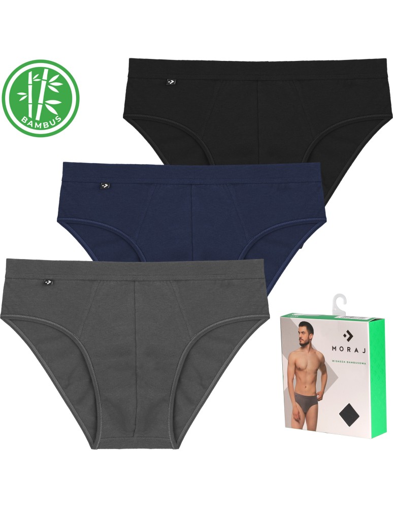 Slipy - Slipy majtki męskie klasyczne z wiskozy bambusowej 6-pak WIELOKOLOROWY - produkt moraj.pl 2
