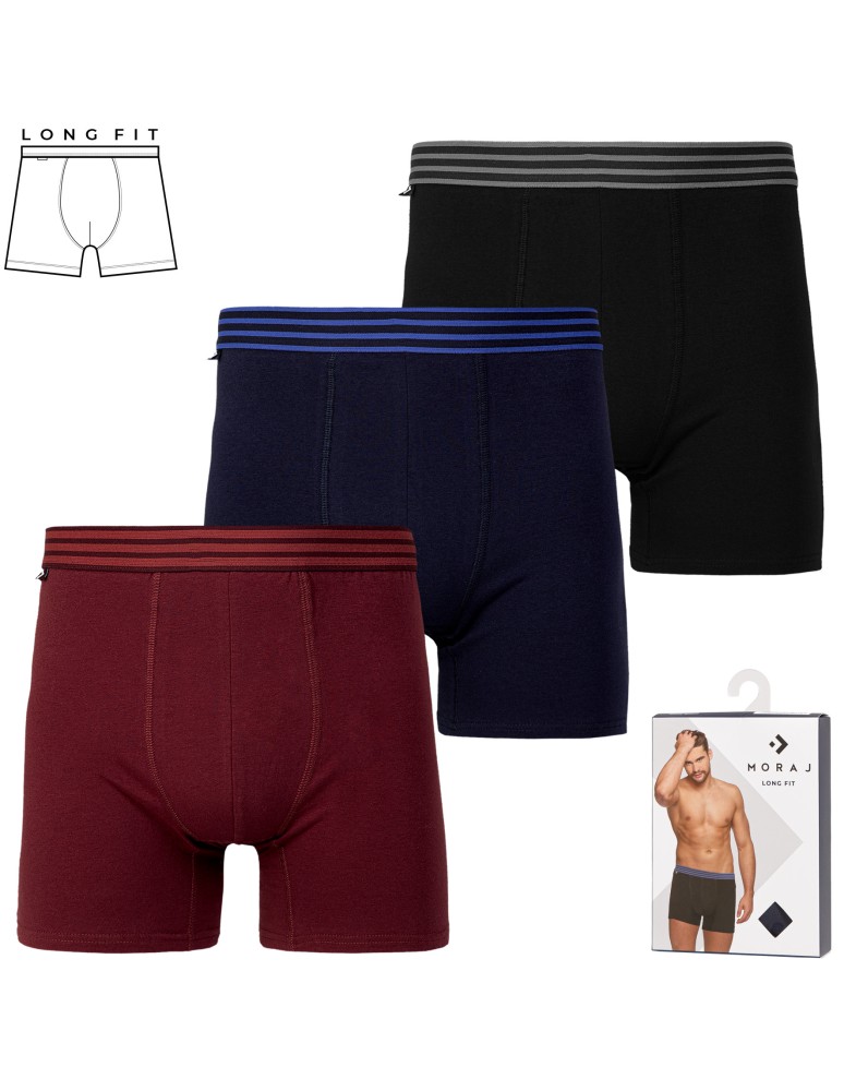 Bokserki dopasowane - Bokserki męskie long fit bawełniane gładkie z wydłużoną nogawką 6-pak WIELOKOLOROWY - produkt moraj.pl 2