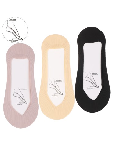 Damskie skarpetki mikrostopki prążkowane z antypoślizgową podeszwą 6-pak - WIELOKOLOROWY  - produkt 2