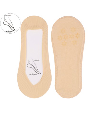 Damskie skarpetki mikrostopki prążkowane z antypoślizgową podeszwą 6-pak - BEŻOWY  - produkt 2