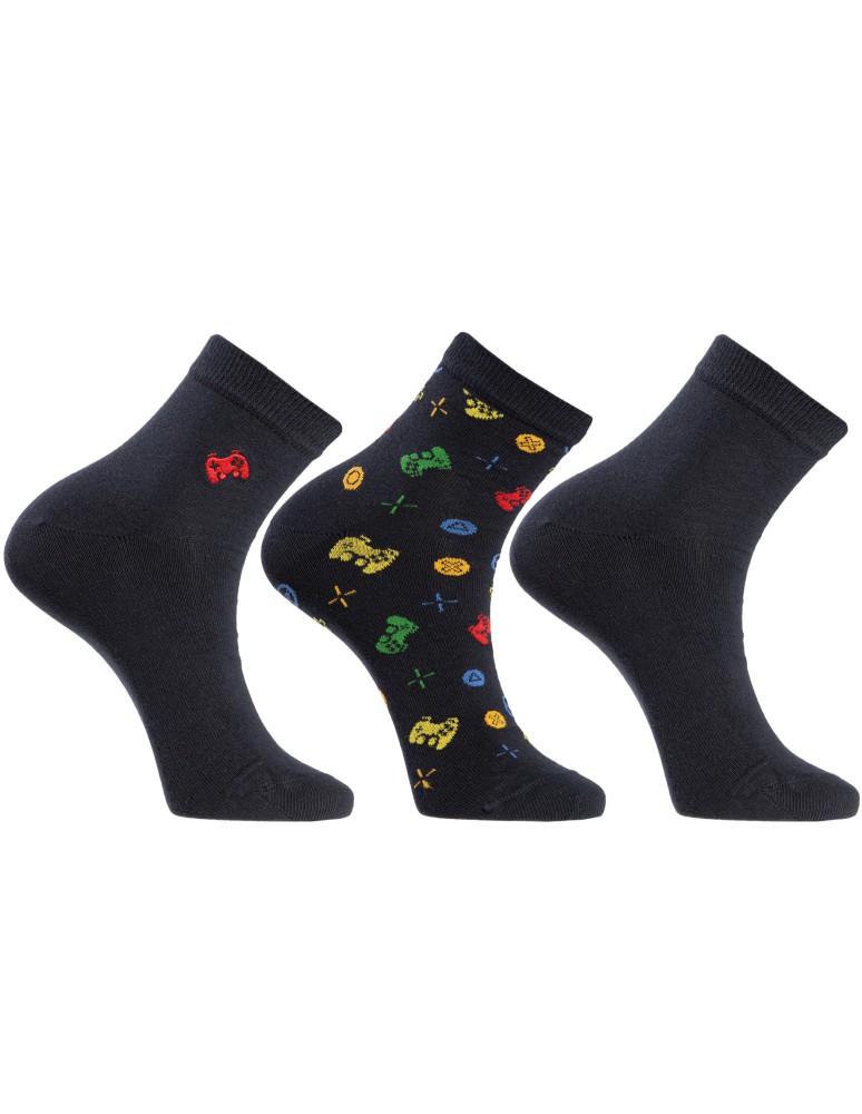 Stopki klasyczne - Skarpetki męskie bawełniane do kostki z motywem gier 12-pak WIELOKOLOROWY  - produkt moraj.pl 2