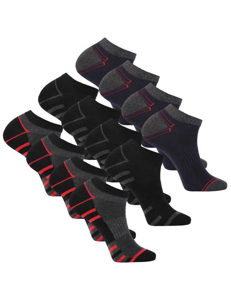 Skarpety stopki - Skarpety stopki męskie bawełniane sportowe z kontrastowym akcentem 12-pak WIELOKOLOROWY - produkt moraj.pl 1