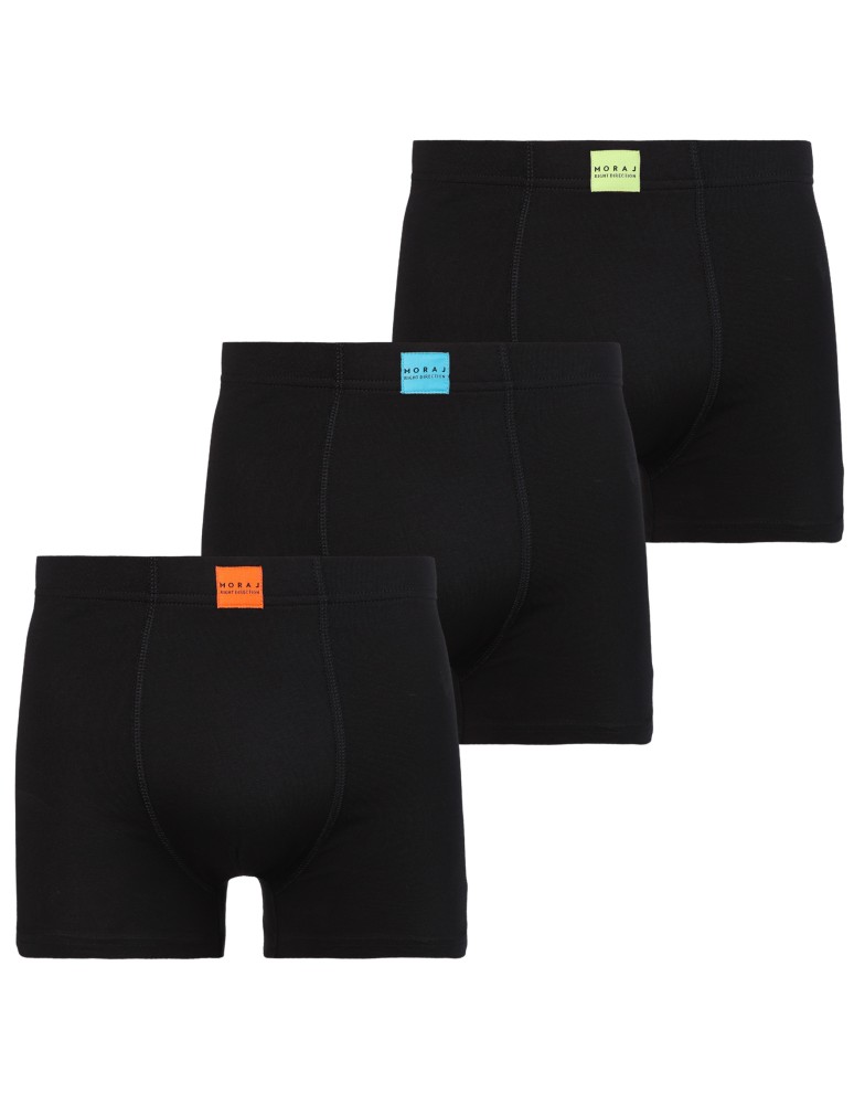 Bokserki dopasowane - Bokserki męskie klasyczne dopasowane z naszywką 3-pak CZARNY  - produkt moraj.pl 5
