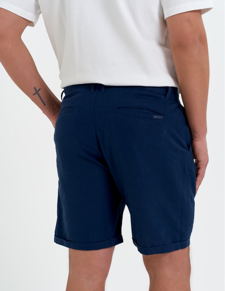 Szorty materiałowe - Spodenki męskie lniane casual wiązane z kieszeniami GRANATOWY - produkt moraj.pl 6