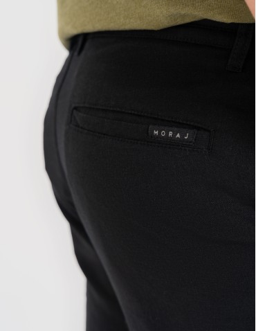 Szorty materiałowe - Spodenki męskie lniane casual wiązane z kieszeniami CZARNY - produkt 7