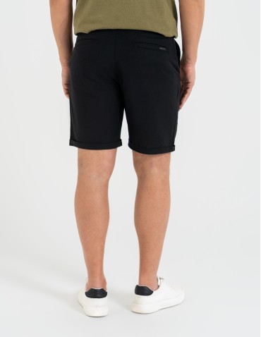 Szorty materiałowe - Spodenki męskie lniane casual wiązane z kieszeniami CZARNY - produkt 8