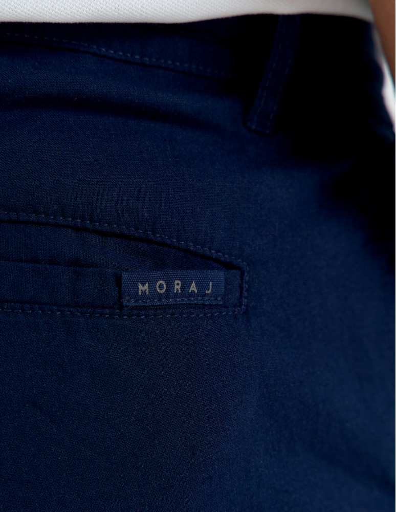 Szorty materiałowe - Spodenki męskie lniane casual wiązane z kieszeniami GRANATOWY - produkt moraj.pl 7