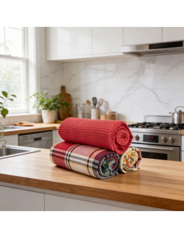 Zestaw prezentowy ręczników kuchennych 3-pak - WIELOKOLOROWY
