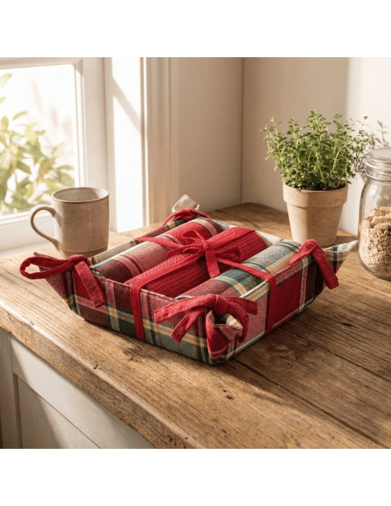 Kuchenne - Zestaw ściereczek kuchennych w koszyczku 3-pak WIELOKOLOROWY - produkt moraj.pl 1