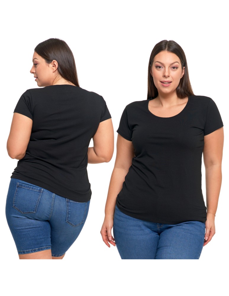Koszulki i T-shirty - T-shirt damski z okrągłym dekoltem plus size BLACK  - produkt moraj.pl 2