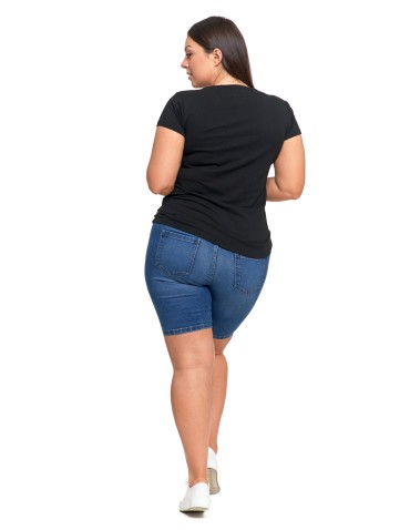 Koszulki i T-shirty - T-shirt damski z okrągłym dekoltem plus size BLACK - produkt 3