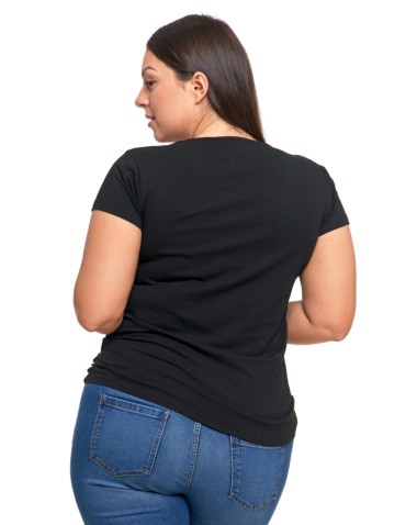 Koszulki i T-shirty - T-shirt damski z okrągłym dekoltem plus size BLACK - produkt 4