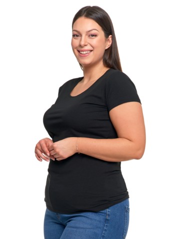 Koszulki i T-shirty - T-shirt damski z okrągłym dekoltem plus size BLACK - produkt 5