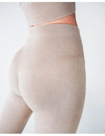 Legginsy damskie bezszwowe z wysokim stanem sportowe - BEŻOWY - produkt 2