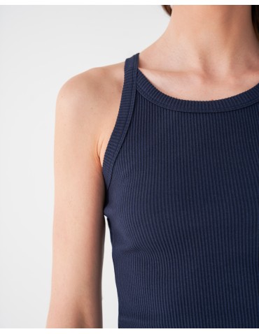 Koszulki i T-shirty - Top damski bawełniany z delikatnym prążkiem bez rękawów GRANAT - produkt 7