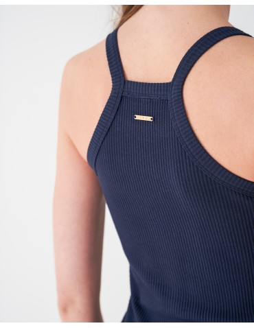 Koszulki i T-shirty - Top damski bawełniany z delikatnym prążkiem bez rękawów GRANAT - produkt 8