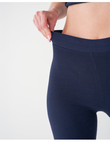 Legginsy damskie - Legginsy damskie bawełniane z szeroką gumą w pasie GRANAT - produkt 17