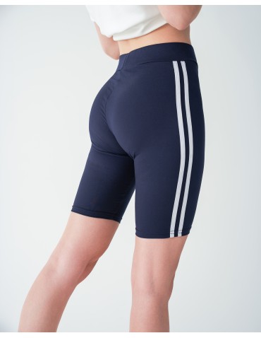 Legginsy damskie - Legginsy damskie przed kolano z lampasami CZARNY - produkt 14