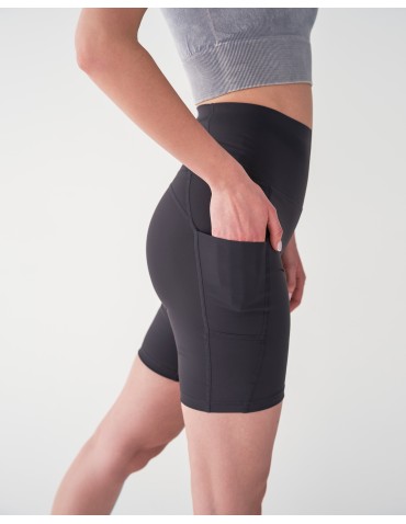 Legginsy damskie - Legginsy kolarki damskie sportowe z kieszeniami GRAFIT - produkt 14