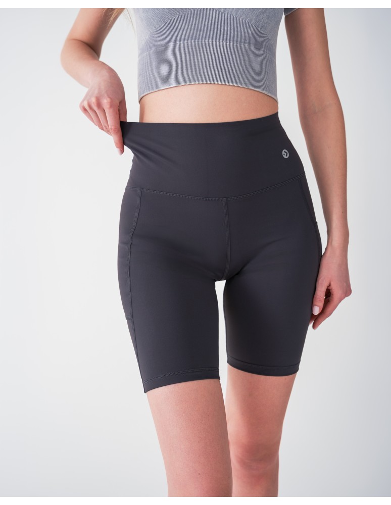 Legginsy damskie - Legginsy kolarki damskie sportowe z kieszeniami GRAFIT - produkt moraj.pl 15