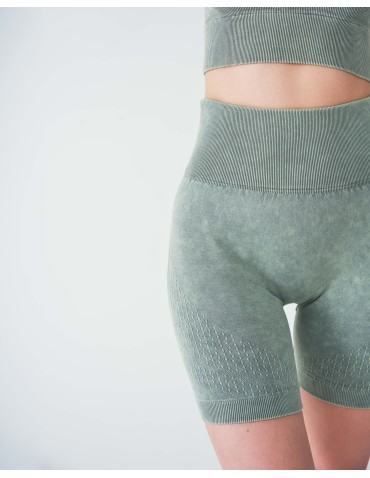 Legginsy damskie - Legginsy kolarki damskie z wysokim stanem i efektem push-up ZIELONY - produkt 11