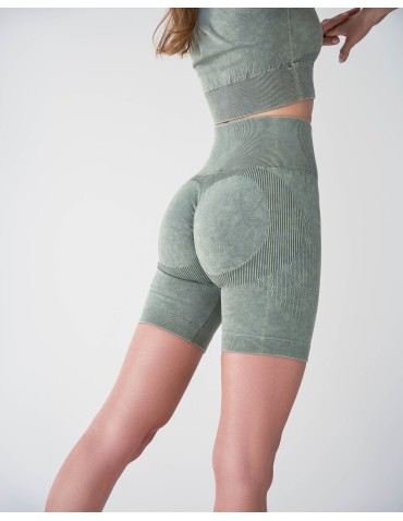 Legginsy damskie - Legginsy kolarki damskie z wysokim stanem i efektem push-up ZIELONY - produkt 12