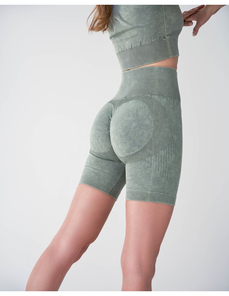 Legginsy damskie - Legginsy kolarki damskie z wysokim stanem i efektem push-up ZIELONY  - produkt moraj.pl 12