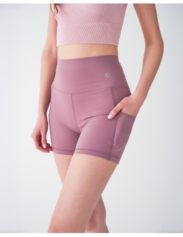 Legginsy damskie - Szorty sportowe damskie z wysokim stanem i kieszeniami RÓŻOWY - produkt 11